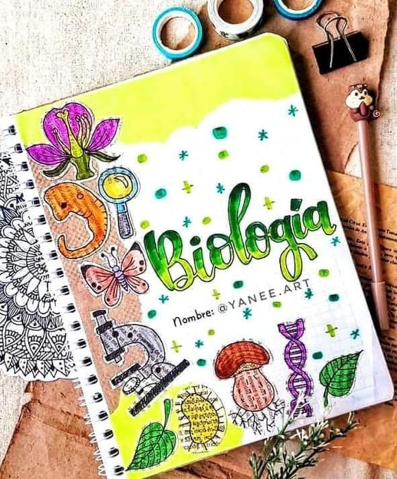 Portadas de biología cuadernos ideas carátulas y dibujos University VIP